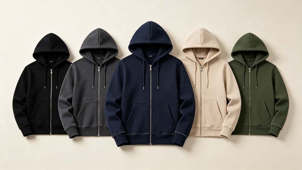 Reliable custom zip up hoodie ODM manufacturer GreHex clothing factory offering full custom zip hoodie design and bulk production for global brands